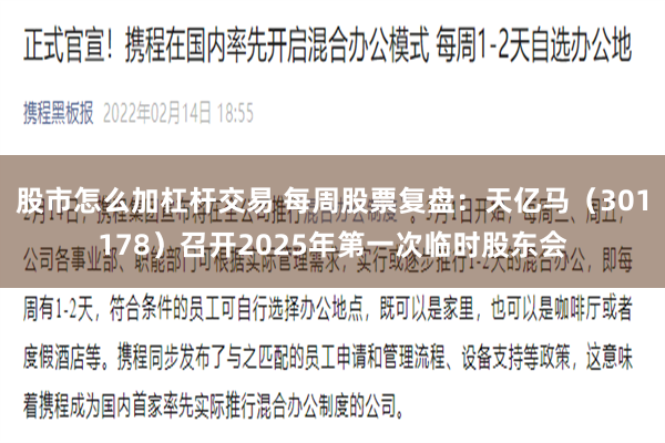 股市怎么加杠杆交易 每周股票复盘：天亿马（301178）召开2025年第一次临时股东会